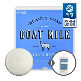 Aekyung 애경샤워메이트 산양유 비누 90g 12개입 x1개+워시180ML [화이트우유 x1개] Aekyung Shower Mate Goat Milk Soap 90g 12 pieces x1 + Wash 180ML [White Milk x1]