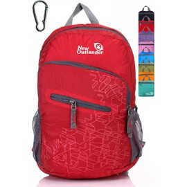 Outlander Packable Handy Lightweight Travel Hiking Backpack Daypack-Red-L