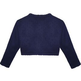 Lilax Baby Girls' Knit Long Sleeve One Button Closure Bolero Shrug 6-9 Months Navy