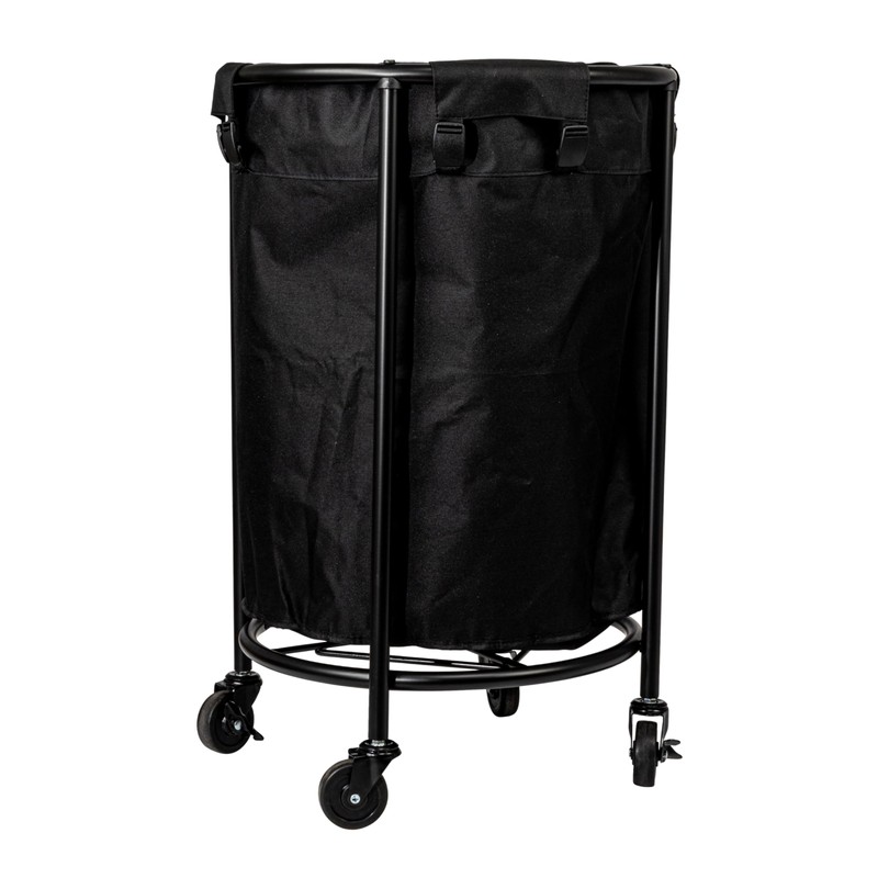 Household Essentials Round Laundry Hamper, Metal Frame with Wheels, Heavy