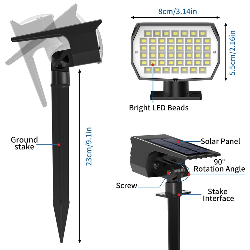 Tadyreal Solar Spot Lights Outdoor 10 Pack, [46 LED/3 Modes]