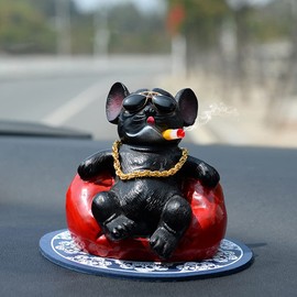 ZKSYLSM French Bulldog Statue with Sunglasses - Resin Figurine for Home Decor, Cute Dog Lover Gifts, 3.7" H x 4.7" L x 4.7" W