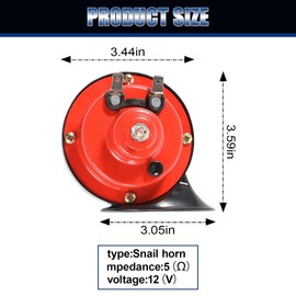 ZIMISI 300DB Loud Train Horns, 12V Waterproof Automotive Air Electric Snail Double Horn Replacement Parts, Universal Air Horns Kit for Cars, Trucks, Motorcycles, Bicycles, Boats (Red)