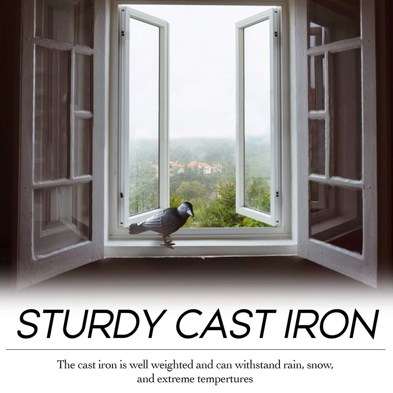 NACH Cast Iron Crow Statue, Head to Side Raven, Large