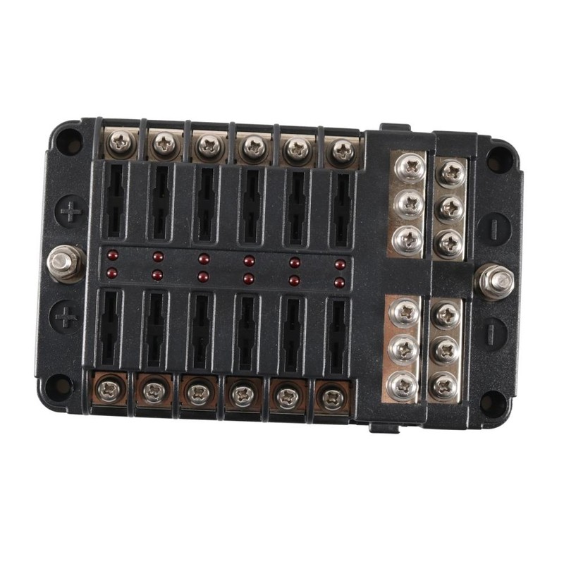 12 Way Fuse Box with Negative Terminals and Fuse Wire