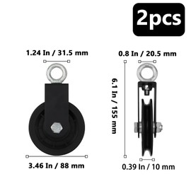 NAMYEUT Pack of 2 Pulley with U Retaining Bracket, 155 mm 360° Cable Pulley Block Pulley with Carabiner Hook for Swing Accessories, Washing Line, Lat Pulley, Lat Pulley, Fitness