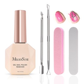 MelodySusie Gel Nail Polish Remover with Manicure Remover Kit, No Need Soaking or Wrapping, Easy and Quickly Removal in 5 Minutes for At-Home Manicure 15ml