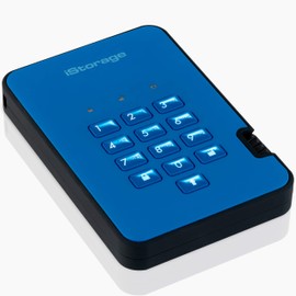 iStorage diskAshur2 HDD 1TB Blue | Secure portable hard drive | Password protected | Dust & water resistant | Hardware Encryption