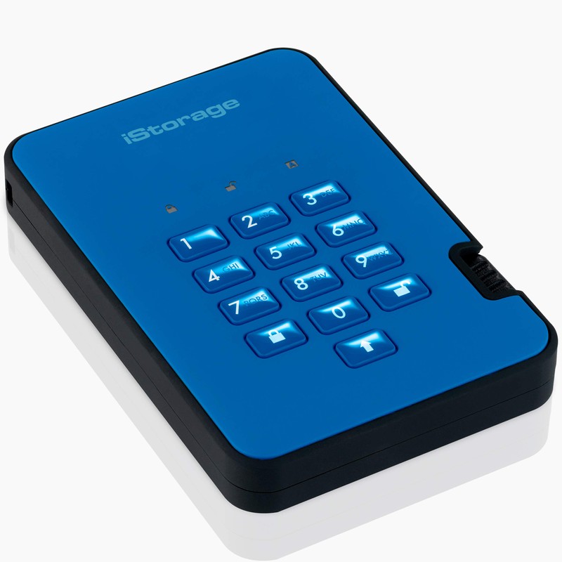 iStorage diskAshur2 HDD 1TB Blue | Secure portable hard drive