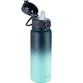 OLDLEY 20 Oz Insulated Stainless Steel Water Bottle For Kids, With Straws Leak-proof, Kids Water Bottles For School Boys Girls,Blue Green