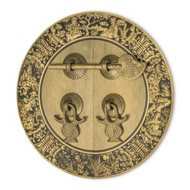 Brass "Blessings for Long Life" Cabinet Face Plate Backplate Set – 5.5", by Hardware Philosophy