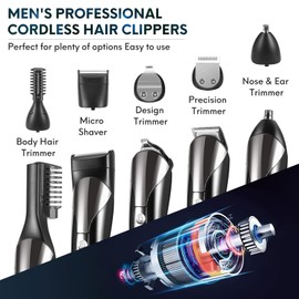 Hair Trimmer, Beard Trimmer for Men Electric Razor Shavers Cordless Hair Clippers, Zero Gapped T Blade Liners Grooming Hair Cutting Kit, Gifts for Men Husband Father