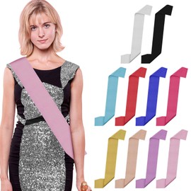 YaeYur 10PCS Plain Sash for Women Satin Sash for Pageants Blank Pageant Shoulder Straps DIY Sash for Party Decorations Wedding Bridal Shower Birthday Party