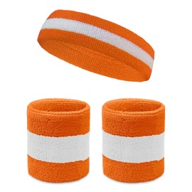 Semi-pro Jackie Moon Orange Striped Sweat Headband Wristband Set