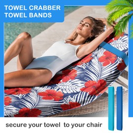 4 Pack Towel Bands for Beach, Pool & Cruise Chairs, The Better Towel Chair Clips Towel Holder Beach Towel Clips (2 Pack Blue+2 Pack Turquoise)