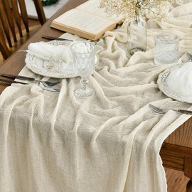 Artoid Mode Boho Cheesecloth Gauze Forest Green Wedding Table Runner 90 x 300 cm Washable Table Decoration Party Birthday Valentine's Day Baby Shower Decor