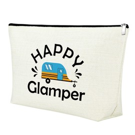 Happy Camper Gift Makeup Bag Funny Vacation Camping Gift Camping Lovers Gifts Cosmetic Bag Camping Gifts for Women Daughter Aunt Sister Best Friends Christmas Birthday Gift Travel Cosmetic Bag