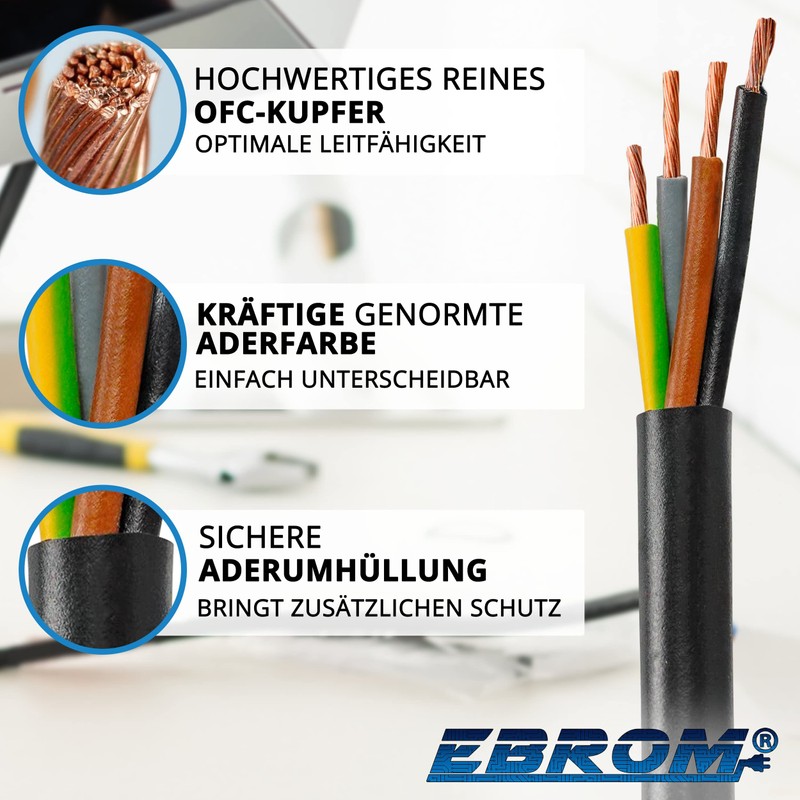 EBROM Plastic hose line, round, LED cable, power cable, device