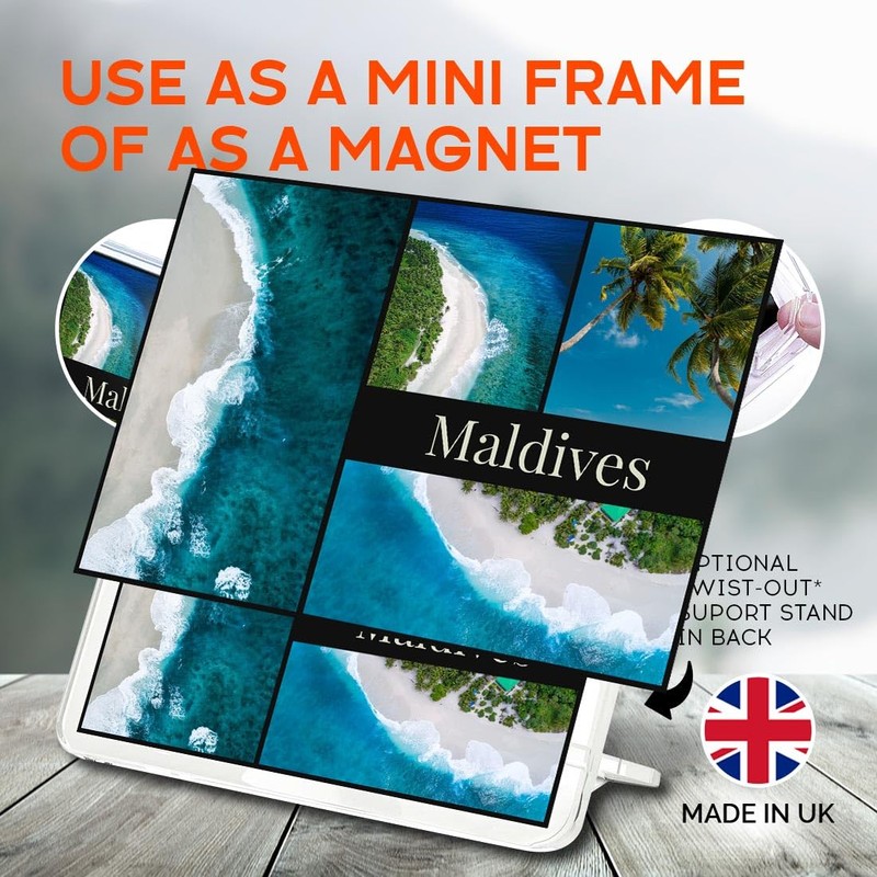 Classic Rectangle Magnet with Stand - Maldives Tropical Island Beach