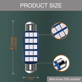 UGSHY 2 PCS Car LED Extremely Bright Bulbs, 1.6" 6000K 2835 Chipsets 1200LM Bulbs for LED Interior Dome Map Door Lights 211-2 212-2 569 6411 6451 41mm 42mm (Blue)