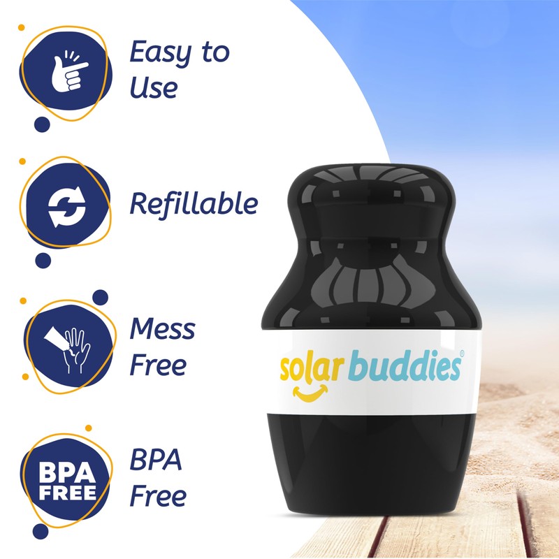 Solar Buddies Sunscreen Applicator - Single Black - Refillable Roll