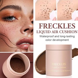 Grgowe Liquid Natural Freckles Pen, Long Lasting Fake Freckles Air Cushion Stamp, Freckle Stamp, Face Freckles Air Cushion, Natural Fake Freckle Makeup Tool