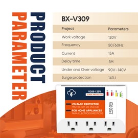 BXST Plug-in Surge Protector 3 Outlet Power Strip with Heat Dissipation Vents Over/Under Voltage Protection Wall Mount Multi-Function Socket Surge Suppressor for Refrigerator,TV, PC 120V 1800W 140J