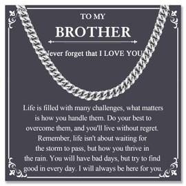 Brother Gifts, Cuban Link Chain Necklace for Big Little Brother Birthday Valentines Easter Graduation Fathers Day Back to School Christmas Gifts Easter Basket Stuffers for Boys Teens Men Adults