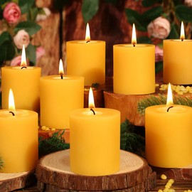 12 Pack Natural Beeswax Pillar Candles,2x2in 100% Pure Beeswax Candles-240 Hours Long Burning,Unscented Bees Wax Candles for Home,Prayer,Emergency,Dripless Smokeless Organic Pillar Candles Bluk