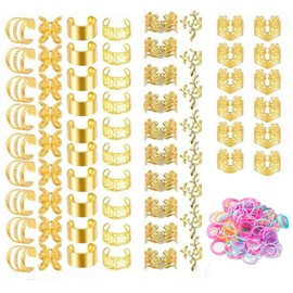 70 Pcs Hair Jewelry For Braids, Deadlocks for Hair Braid, Hair Braiding Beads, Gold Hair Cuffs Dreadlock Accessories, Adjustable Hair Rings Braid Decorations For Women and Girls