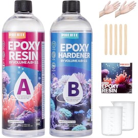 Pnente Crystal Clear Epoxy Resin Kit, 32oz Professional Self-Leveling No-Bubble UV Resistant Casting & Coating Resin for Crafts, Jewelry Making, Table Top, Molds, Wood River Tables and Art Projects