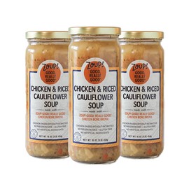 Chicken & Riced Cauliflower Soup by Zoup! Good, Really Good - No Artificial Ingredients, No Preservatives, Gluten Free Chicken & Riced Cauliflower Soup, 16 oz Ready to Serve (3 Pack)