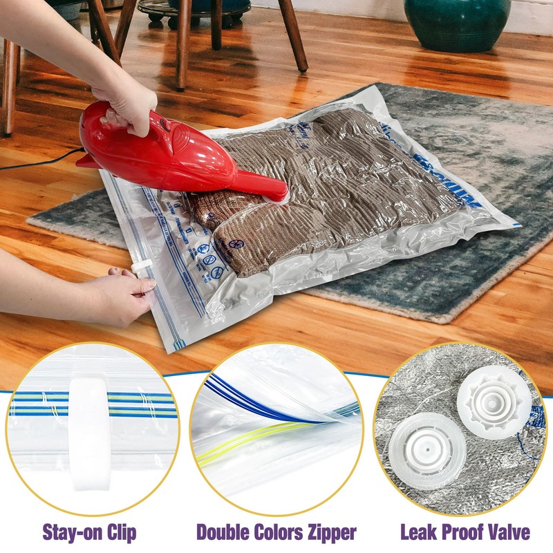 HIBAG Vacuum Storage Bags, 10-Pack Vacuum Seal Bags for Clothing