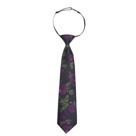 Alizeal Boys 7cm Floral Pre-Tied Necktie 13inches Length Elastic Adjustable for Graduation School Wedding Tie, Black+Magenta