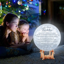 Kenon Engraved 3D Moon Lamp for Daughter from Dad, 3D Print Moonlight with Stand Touch Control Moonlight Gift for Daughter Birthday Christmas Graduation Gift