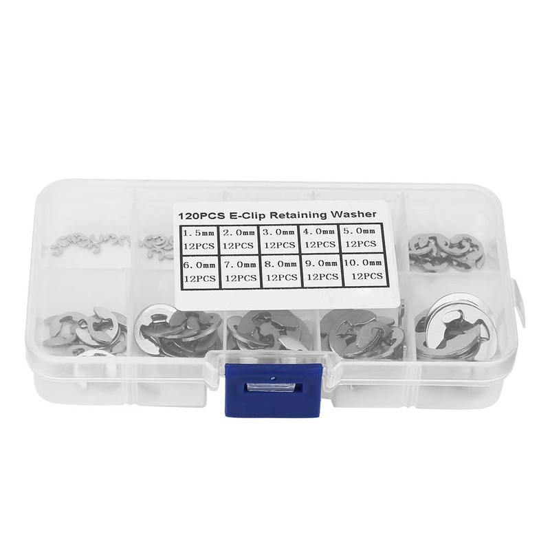 120pcs Retaining Snap Rings,304 Stainless Steel E-Clip Retaining Snap Ring