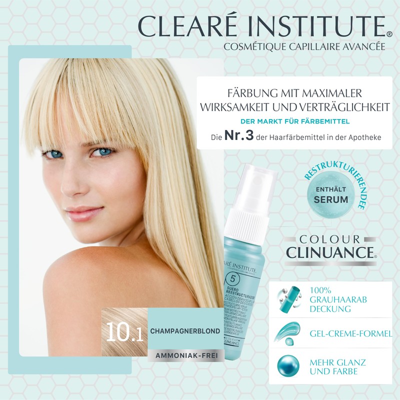Clinuance Permanent Colouration without Ammonia, Sensitive Hair, 10.1 Champagne Blonde,