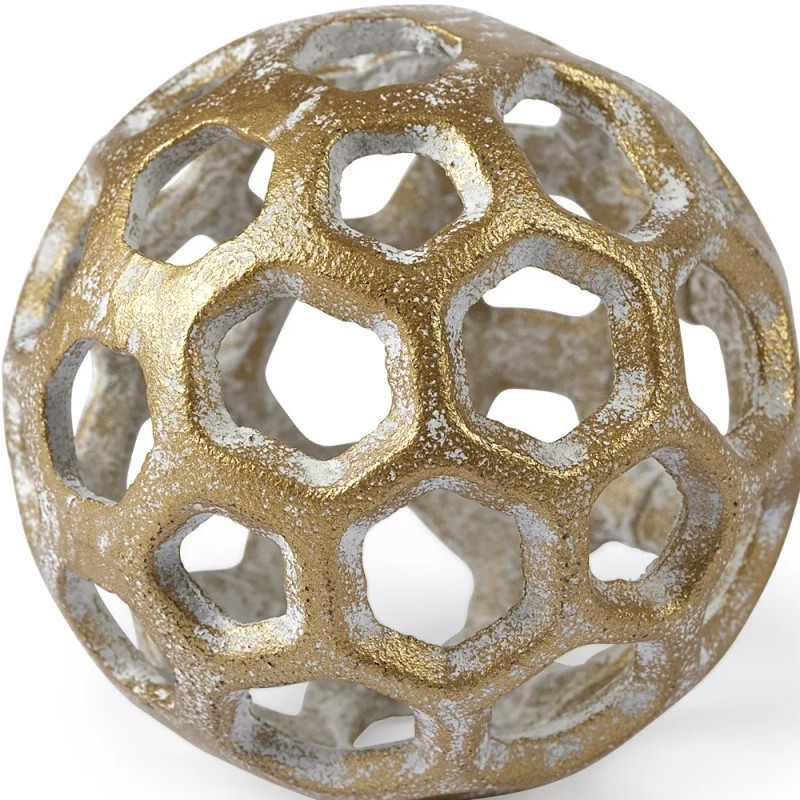 Homeroots 3" Gold Metal Decorative Orb Tabletop Sculpture