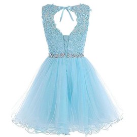 Dydsz Women's Beaded White Homecoming Dresses for Teens 2025 Tulle Prom Dress Short Junior Party Cocktail Gown 126 Size 6