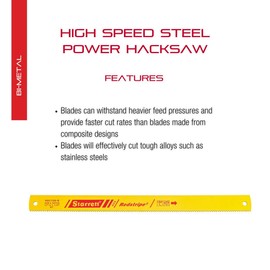 Starrett Redstripe Solid High Speed Steel Power Hacksaw Blade - Ideal for Contractors and Tradesmen - .062" Thickness, 6 TPI, 17" Length, 1-1/4" Width - RS1706-6