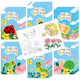 X1zuue Spring Coloring Books for Kids - 24Pcs Bulk Hello Spring Mini Coloring Booklet DIY Art Drawing Book for Toddlers Easter Holiday Party Goodie Bags Stuffers Sunday School Classroom Favors