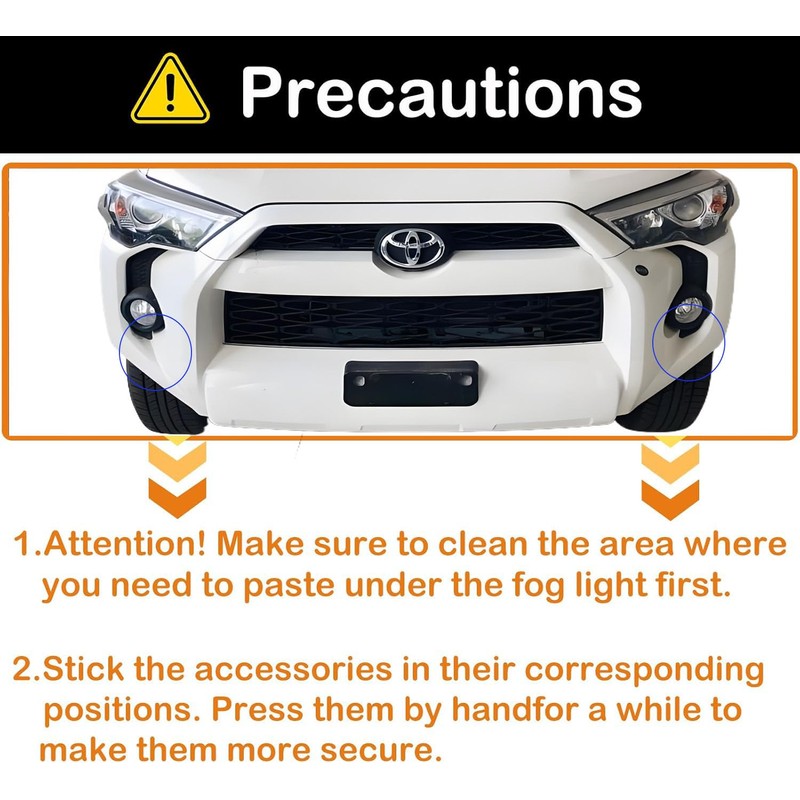 2Pcs Metal Front Fog Light Decals Compatible with Toyota 4Runner