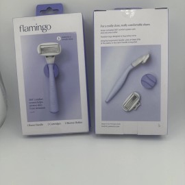 2x Flamingo Women's 5 Blade Shaving Razor 1 Handle / 2 Cartridges+ Shower Holder