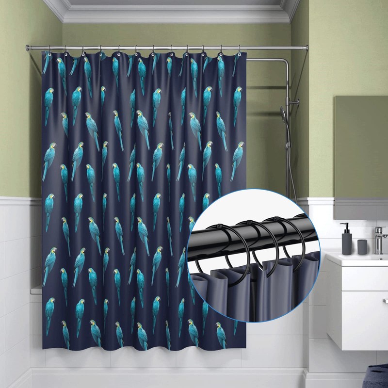 12 Pack Shower Curtain Rings,Black Rustproof Shower Curtain Hooks,Metal Round