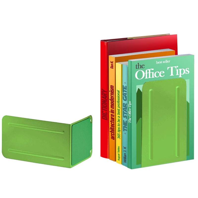 Acrimet Premium Metal Bookends (Heavy Duty) (Green Citrus) (1 Pair)