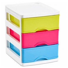 Mini 3 Drawer Desktop Storage Box for Makeup, Desk & Craft Supplies