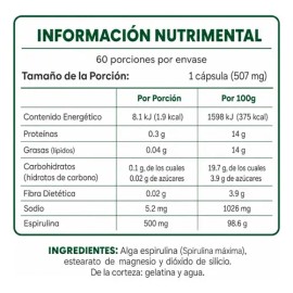 Flairfit Spirulina Orgánica 100% Natural Premium | Espirulina - Vitaminas, Mujer / Hombre, 60 Cápsulas.