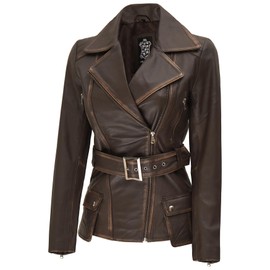 Blingsoul Brown Biker Leather Jacket Women | [1302162] Victoria Ruboff, S