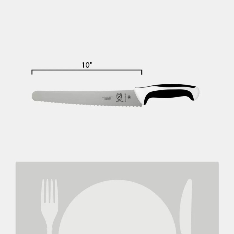 Mercer Culinary Millennia 10" Wide Bread Knife with White Handle