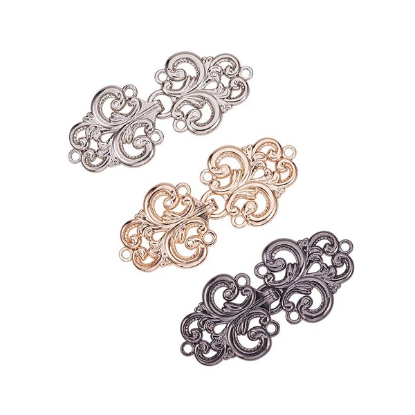 WANDIC Cloak Clasp Fasteners, 3 Pairs of 3 Swirl Flower
